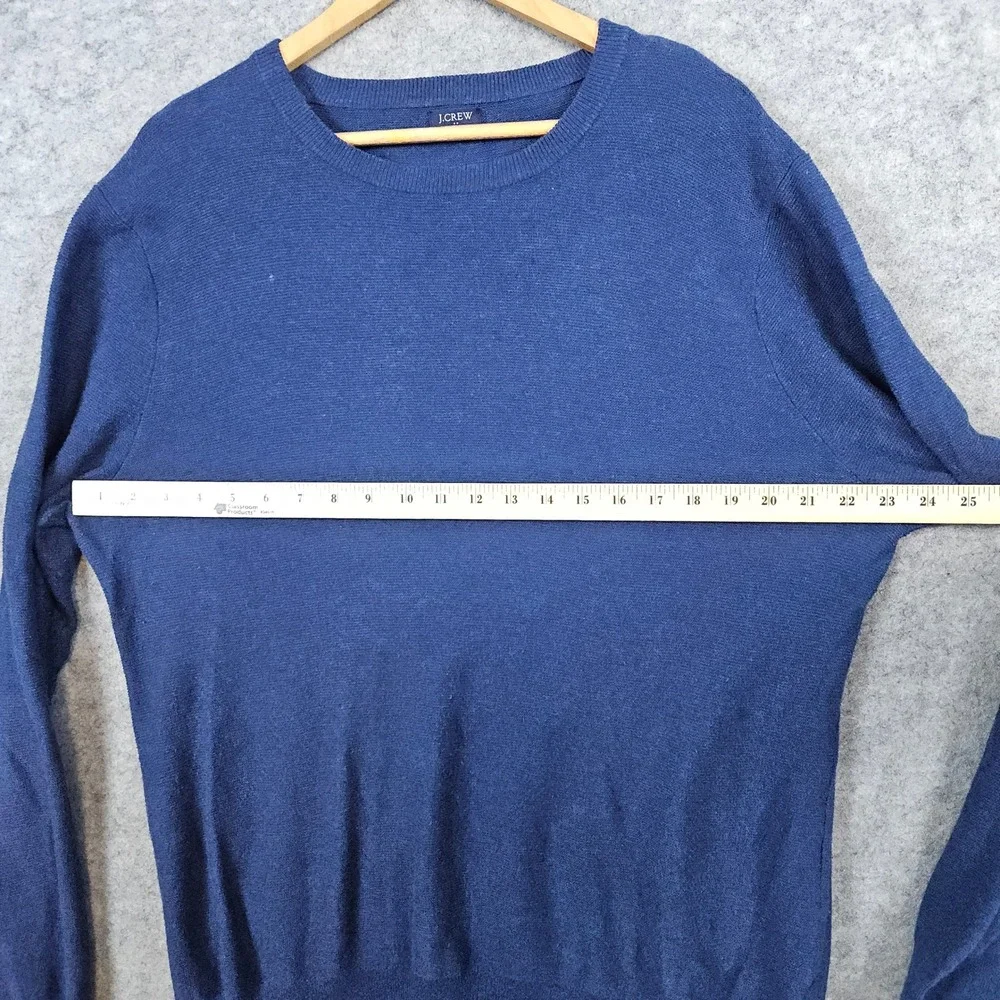 J Crew Men's Blue Crewneck Pullover‎ Sweater Size L 100% Cotton Warm Cozy Winter